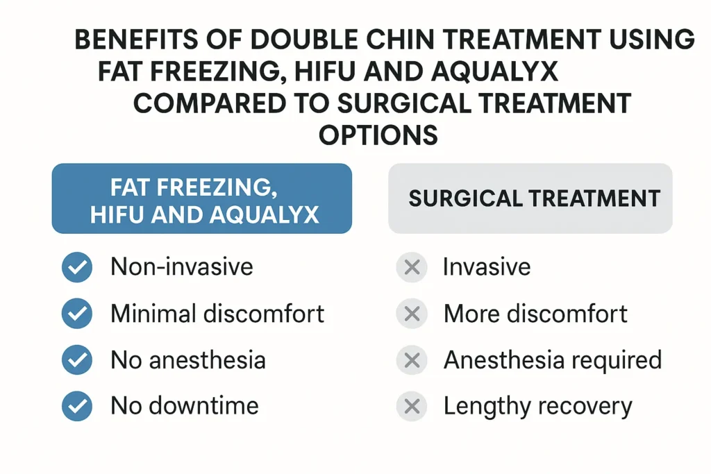 Graphic about the benefits of double chin treatment White City - from LA LIPO