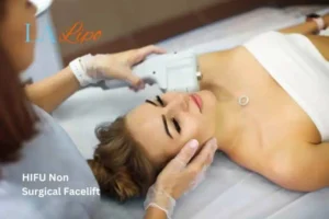 Woman having Hi-Fu to reduce wrinkles White City.