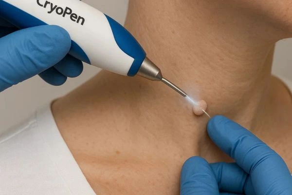 Person receiving Cryotherapy skin tag removal White City